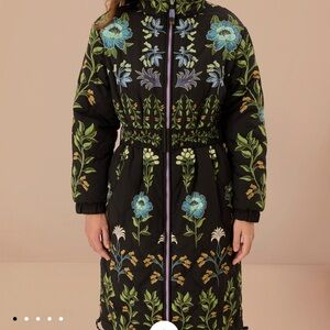 Floral Embroidered Black Coat